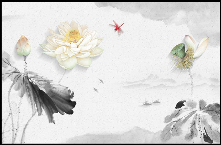 中式背景墙.将雨